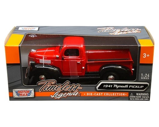 Camioneta pickup 1/24 MotorMax 1941 Plymouth modelo diecast coche rojo 73278 Foto 1 de 1
