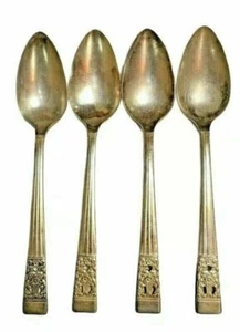 Lote de 4 cucharaditas de cena ovaladas Oneida Community Coronation plateadas de 6 1/8" EE. UU. - Imagen 1 de 8