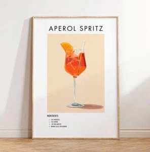 Aperol Spritz Poster, Cocktail Art, Printable Wall Decor, Bar Decor, Kitchen - Picture 1 of 3