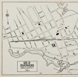 1929 LONG ISLAND - DOWNTOWN RIVERHEAD Map ORIGINAL Suffolk (22x13) NEW YORK - Picture 1 of 4
