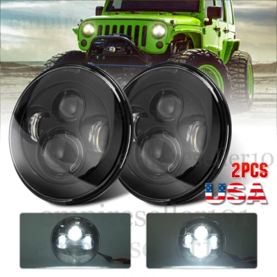 Par de faros LED redondos de 7 pulgadas haz alto/bajo para Jeep Wrangler JK LJ TJ 1997-18 Foto 1 de 4