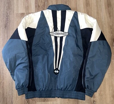 Chaqueta de invierno de colección años 90 HEAD tenis cremallera completa talla L APT abrigo acolchado al aire libre Foto 1 de 4