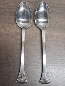 2 Reed and Barton Select BRETTON WOODS Shell Stainless Flatware SERVING SPOONS - Picture 1 of 13