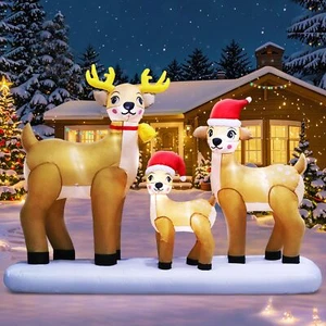 8FT Long Huge Christmas Inflatable Reindeer Family Outdoor Decoration, LED Light - Picture 1 of 2