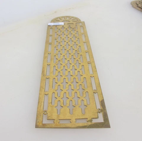 Victorian Brass Pierced Finger Plate Push Door Handle French Antique Old Vintage Cover