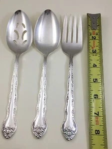 1847 Rogers Bros IS Silver Plate Abbey Rose 3-Piece Serving Set Korea - Picture 1 of 6