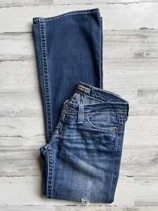 Big Star Womens Sweet Ultra low Rise BootCut Jeans Denim Women 27L Distress READ - Picture 1 of 6