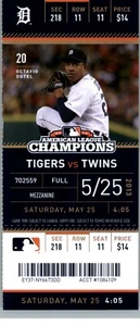 Minnesota Twins vs Detroit Tigers 5/25/2013 Full Ticket - Octavio Dotel	 - Picture 1 of 2