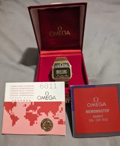 Rare Vintage 1978-1981 Gold Plated Omega Memomaster LCD Watch with Box & Papers - Picture 1 of 7