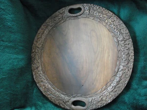 Hand Carved Walnut Serving Tray - Picture 1 of 6
