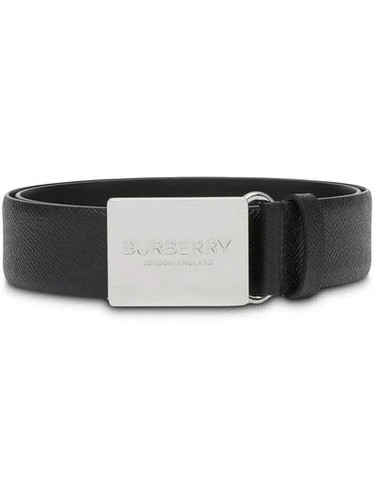 Autentico. NUOVA Cintura in pelle granulosa STILE BURBERRY da uomo stile placca nera 27 29 80