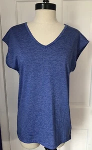 Canotta Reebok blu righe scollo a V allenamento poliestere atletica donna S small - Foto 1 di 6