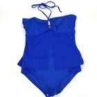 Jaclyn Smith Blue Convertible Tankini Halter Swimsuit Crochet Lace Set Sz 18