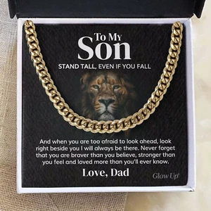 Son Gift from Dad Mens Gold chain Gift for Son For Him Love Message & Gift Box - Picture 1 of 2