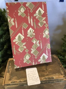 2184🌟Vintage Christmas Art Deco Red Gold Trees Candles Holly Geometric Gift Box - Picture 1 of 8