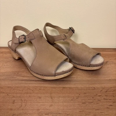 DANSKO Womens Laverne Slingback Heel Sandals Size 40 Tan Leather Open Toe Buckle - Image 1 of 4