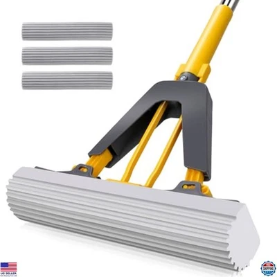 Juego de fregona de esponja con rodillo Masthome - 3 recambios de PVA, autoapriete, acero inoxidable Foto 1 de 4