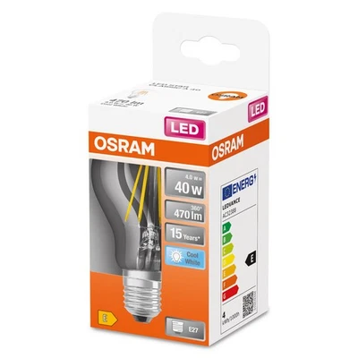 Osram LED Filament Birnenform A60 4W = 40W E27 klar 470lm FS Neutralweiß 4000K - Bild 1 von 4
