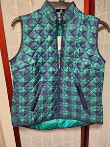 Karen Scott Damen blau karierte Weste Windbreaker ärmellos Petite Gr. S - Bild 1 von 9