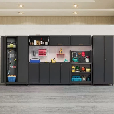 Workshop Garage Storage Cabinet Tool Chest Cabinet Metal Cabinet Set w/ Pegboard - Image 1 of 4