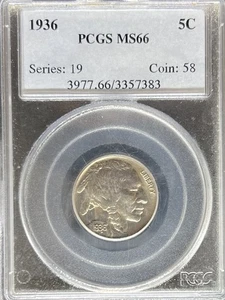 1936 Buffalo Nickel MS66 PCGS (#PA3357383) - Picture 1 of 2