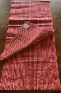CRATE AND BARREL Terrazzzo Raspberry Striped Cotton Table Runner Wine 14 X 108 - Picture 1 of 3