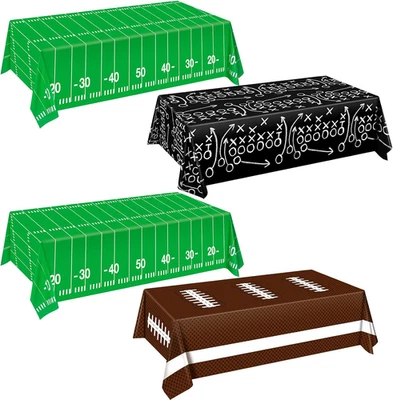 Paquetes de 4 manteles de fútbol, decoraciones de fiesta de fútbol, mesa de plástico C de 54"X72" Foto 1 de 4