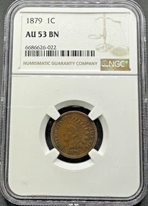 1879 INDIAN HEAD CENT NGC AU53 BN 11XG25 - Picture 1 of 4