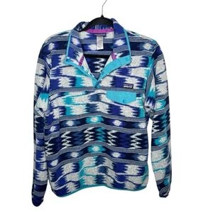Pullover Patagonia Synchilla mediano Aztec Waves Snap-T polar azul gris para mujer - Imagen 1 de 5
