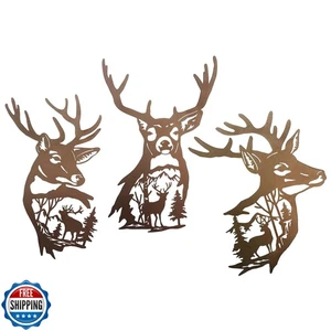 J-Fly Hirsch Metall Wandbild 9 Zoll Hirsch Silhouette Wanddeko Rusti - Bild 1 von 5