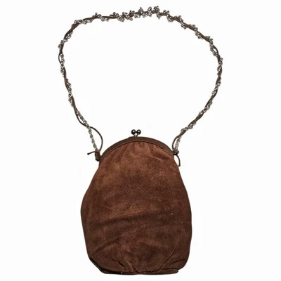 Bolso de mano de gamuza marrón años 50 HL EE. UU. Foto 1 de 4