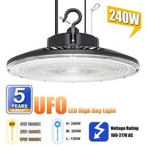 240W 3000K/4000K/5000K LED High Bay Shop Lights Commercial Garage Warehouse GYM - Picture 1 of 20
