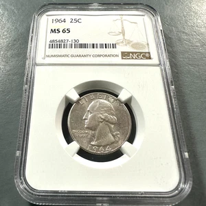 1964 25C Washington Quarter, SILVER NGC MS65 (86425) - Picture 1 of 2