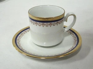 Tirschenreuth Bavaria Kobaltblau & Gold Demitasse Espresso 3 Tassen & 6 Untertassen - Bild 1 von 10