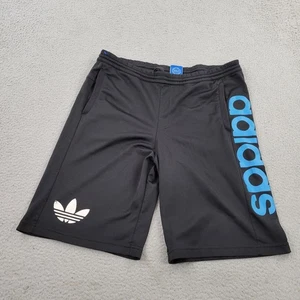Adidas Shorts Mens Medium Trefoil Black Y2K Logo Graphic Performance Zip Pocket - Picture 1 of 12