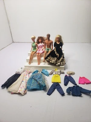 批量 4 件 美泰 1990 年 芭比娃娃 1968 年 Ken 1966 芭比娃娃 加芭比娃娃衣服 — 第 1/4 张图片