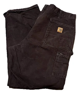 Pantalones de Colección Carhartt Para Hombres 42x32 Marrón Oscuro Lona Peto Ajuste Carpintero B11 DKB - Imagen 1 de 21