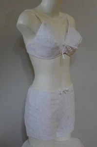 Vintage true 60s unused 12 M 36 F white lace swimsuit 2 pc playsuit Symbra Ette - Bild 1 von 12