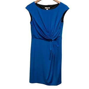 Muse Boston Proper Blue Christmas Dress Sz 6 Gathered Slims Sleeveless Holiday - Picture 1 of 11