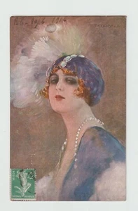 Illustrator Tito CORBELLA. Frauenportrait der verrückten Jahre CPA 3782 - Bild 1 von 2