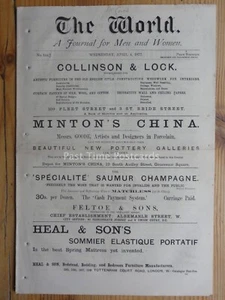 4th April 1877 THE WORLD A Journal for Men & Women NEWSPAPER Social Political - Picture 1 of 7