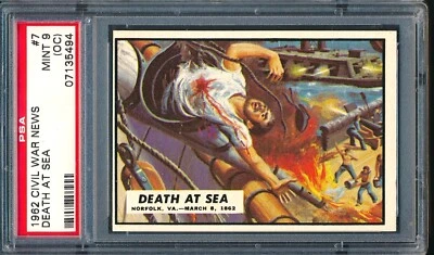 1962 Topps Civil War News #7: Death at Sea ~ PSA 9 oc - Image 1 of 2
