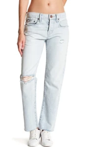 Current/Elliott L34923 Women's Light Blue Crossover Straight Leg Jeans Size 28 - Picture 1 of 3