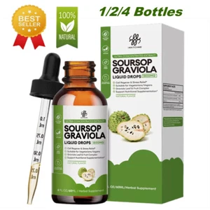 1-4x Estratto di Graviola Soursop Liquido Supporto Immunodigestivo & Antiossidante - Foto 1 di 13