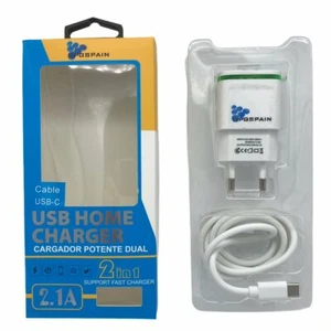 Cargador de Casa Blanco con cable y puerto USB Tipo C Para Samsung Galaxy - Imagen 1 de 2