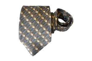 ROBERT TALBOTT MEN'S TIE GRAY, BEIGE/GEOMETRIC WIDTH: 4" LENGTH: 57" - Picture 1 of 3