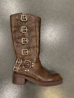 Steve+Madden+Distressed+Brown+Moto+Boots+Size+Women%E2%80%99s+6.5-7