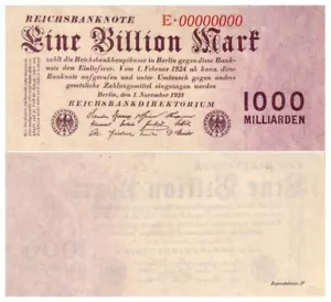 Reichsbanknote, 1 Billionen Mark, 1000 Milliarden, 1923 / 1924, Reproduktion - Bild 1 von 1