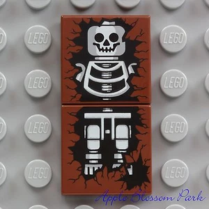 NEW Lego Brown SKELETON TILE SET - 2x2 Printed Minifg Halloween Head Grave 4766 - Picture 1 of 3