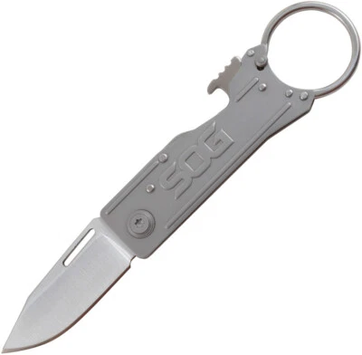 SOG Keytron Satin Key Ring & Bottle Opener Stainless Folding Knife KT1001CP - Image 1 of 3